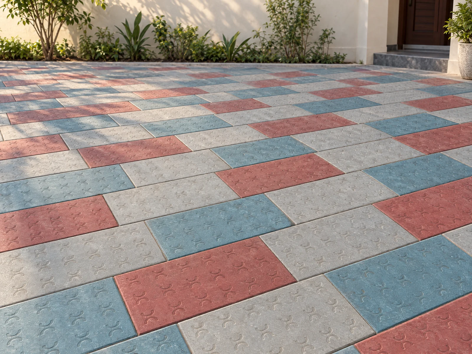 AI-generated concept of coloured rectangular paving