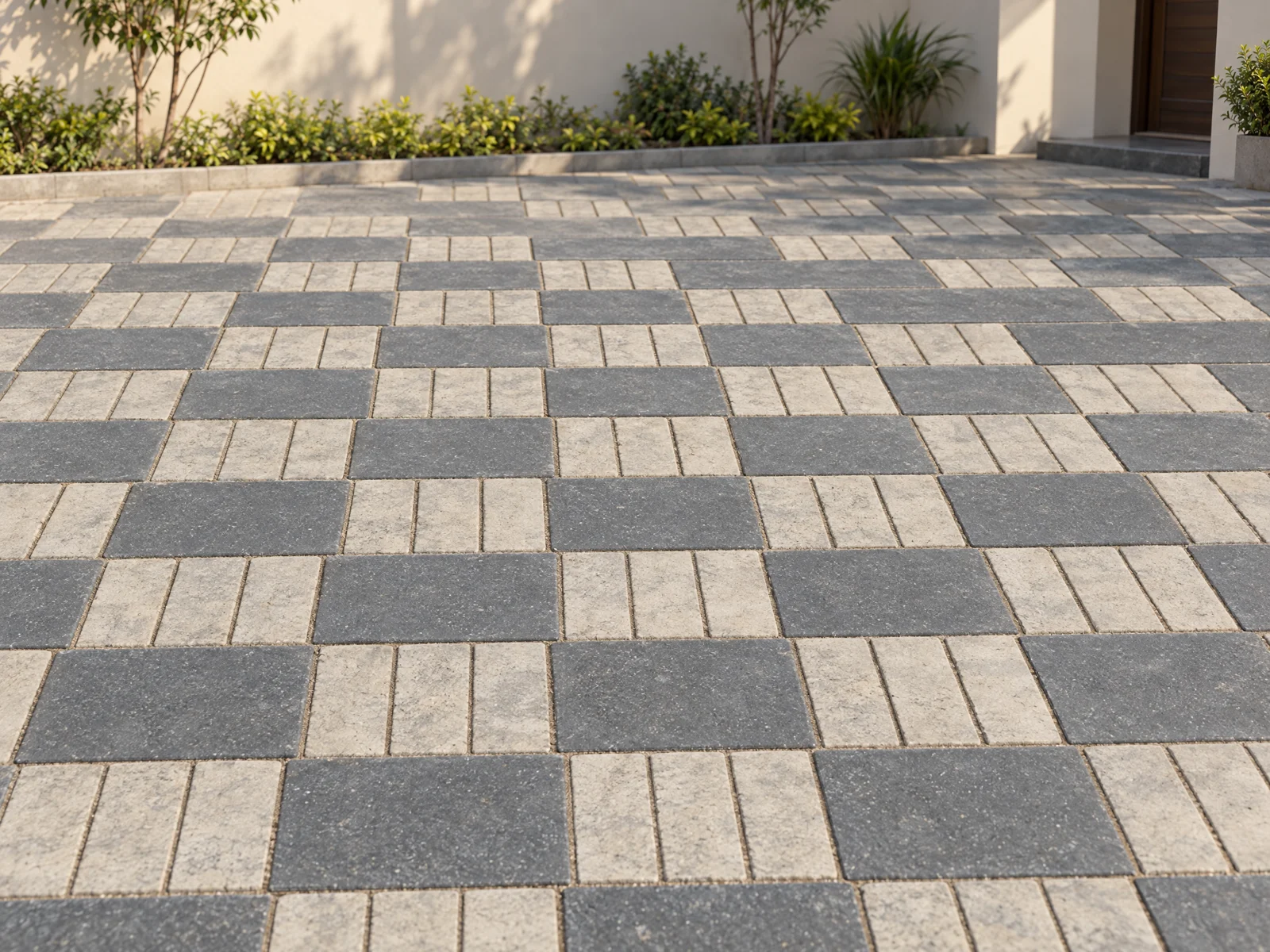 Grey and charcoal paving pattern concept