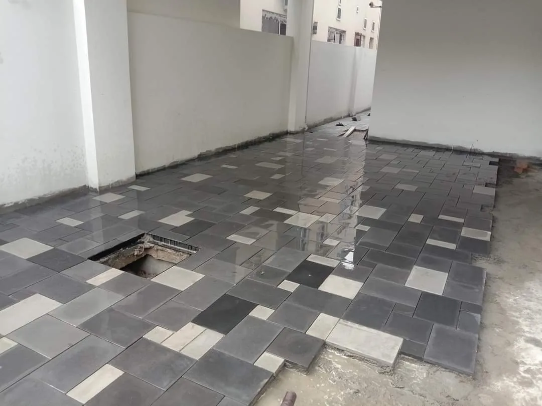 Understated neutral tones — actual supplied paving photo
