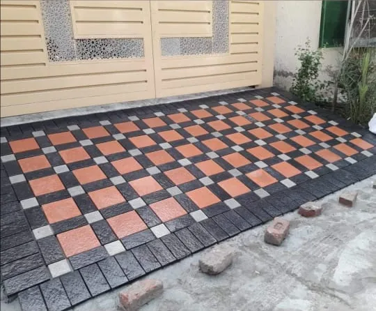 A bold checker pattern — actual supplied paving photo